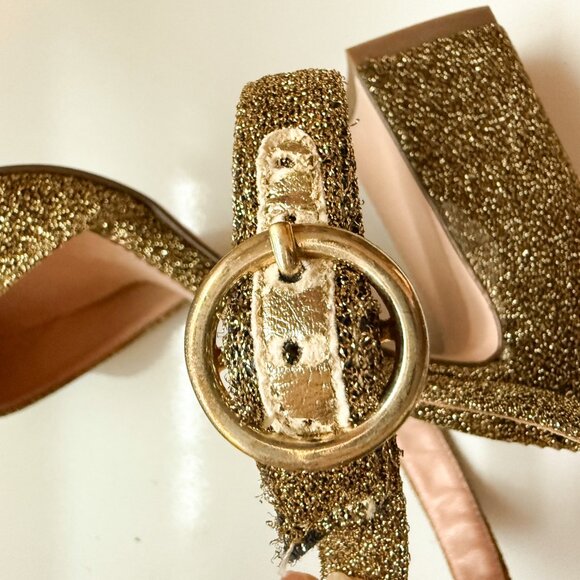 J.Crew Gold Glitter Block Heel Pumps – Harlow Ankle Strap Size 8 - Picture 10 of 11